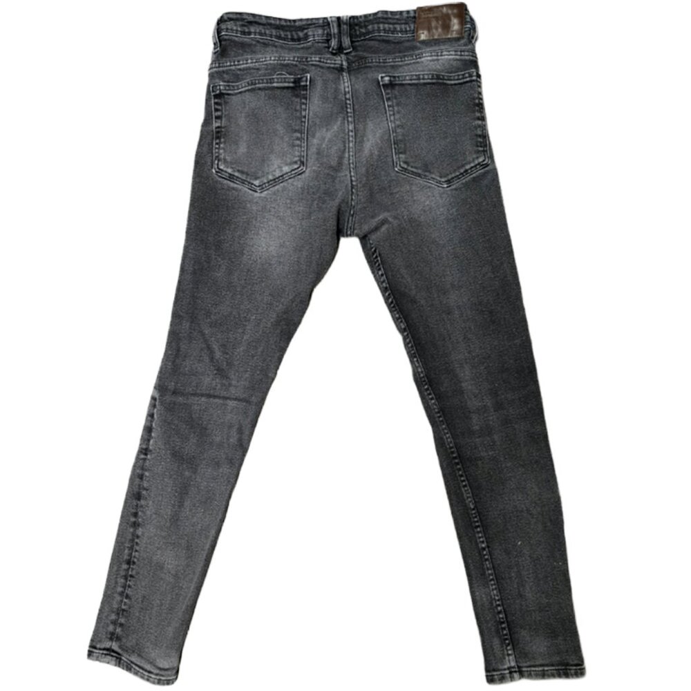 ZARA MAN 1975 BLACK SKINNY JEANS MID-RISE 32X32 THICK DENIM GREAT CONDITION. - Picture 2 of 7